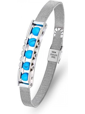 Karpınar Çelik Takı Turkuaz Taş ve Paslanmaz Çelik Bileklik