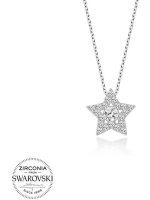 Özcömert Silver Swarovski Taşlı Gümüş Yıldız Tektaş Bayan Kolye