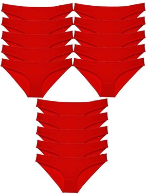 Zenvia 15 Adet Süper Eko Set Likralı Kadın Slip Külot Kırmızı (ZNV-556)