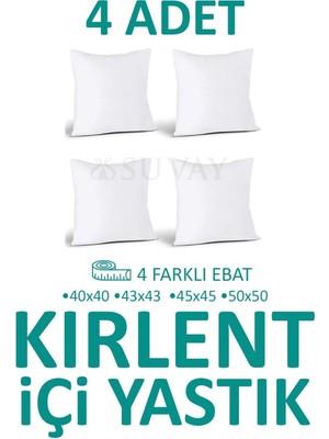 Suvay Kırlent Içi Yastık 4'lü Silikon Elyaf Dolgulu Kırlent Iç Yastığı (4 Farklı Ebat Seçenekli)