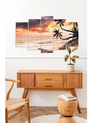 TeknoKapsül Deniz Manzarası 5 Parçalı Mdf Tablo 60 x 100