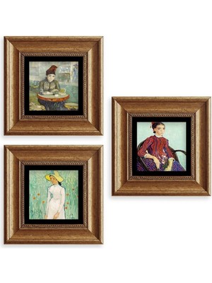 TeknoKapsül Kadınlar 3 Lü Set Çerçeveli Taş Tablo 20 cm