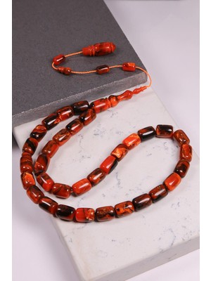 Tesbihkenti Eşsiz Renk Ahengi Ebruli Sıkma Kehribar Tesbih