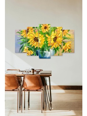 TeknoKapsül Papatyalar 5 Parçalı Mdf Tablo 60 x 100