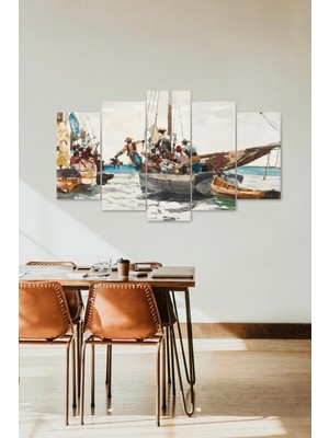 TeknoKapsül Deniz Manzarası 5 Parçalı Mdf Tablo 60 x 100