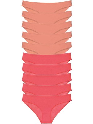 Zenvia 10 Adet Eko Set Likralı Kadın Slip Külot Pudra Fuşya (ZNV-556)
