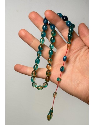 Tesbihkenti Usta Işçilik Arpa Tane Sistemli Ateş Kehribar Tesbih