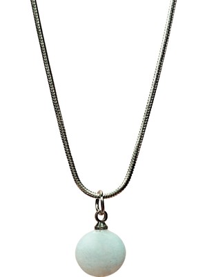 Zenvia Kalsedon Doğal Taşı Zincirli El Yapımı Kolye Uç: 1,5 cm Zincir: 20 cm Kutulu (ZNV-556)