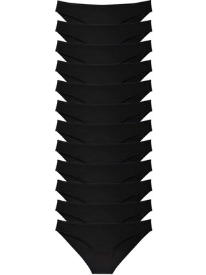 Zenvia 12 Adet Süper Eko Set Likralı Kadın Slip Külot Siyah (ZNV-556)