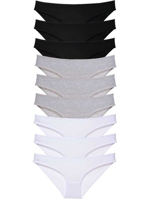 Zenvia 9 Adet Süper Eko Set Likralı Kadın Slip Külot Siyah Gri Beyaz (ZNV-556)