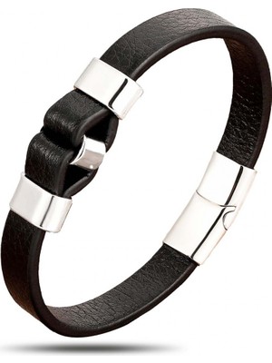 Karpınar Çelik Takı Çelik Deri Bileklik