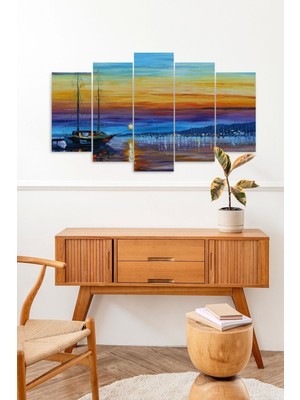 TeknoKapsül Deniz Manzarası 5 Parçalı Mdf Tablo 60 x 100