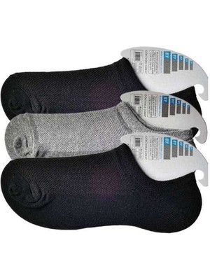 Zenvia Siyah ve Gri Erkek Görünmez Çorap 3 Çift (ZNV-556)
