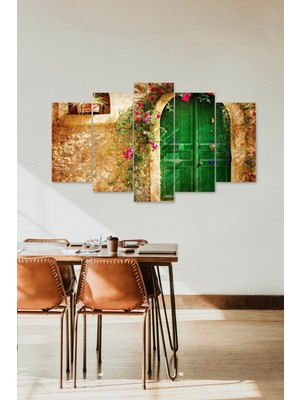 TeknoKapsül Şehir Ev Manzara 5 Parçalı Mdf Tablo 60 x 100