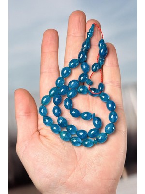 Tesbihkenti Usta Ellerden Okyanus Mavisi Sıkma Kehribar Tesbih