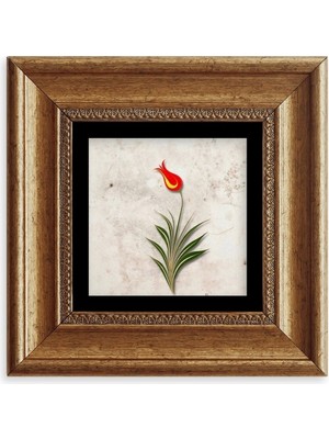 TeknoKapsül Ebru Lale Çerçeveli Taş Tablo 20 cm