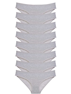 Zenvia 8 Adet Süper Eko Set Likralı Kadın Slip Külot Gri (ZNV-556)