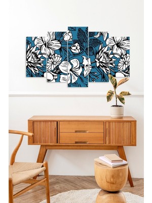 TeknoKapsül Çiçekler 5 Parçalı Mdf Tablo 60 x 100