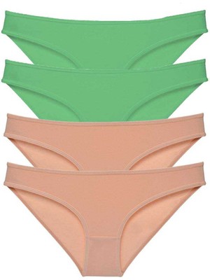 Zenvia 4 Adet Süper Eko Set Likralı Kadın Slip Külot Yeşil Ten (ZNV-556)