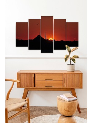 TeknoKapsül Camii Manzarası 5 Parçalı Mdf Tablo 60 x 100