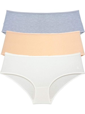 Zenvia 3 Adet Kadın Yüksek Bel Bato Külot Gri Ten Krem (ZNV-556)