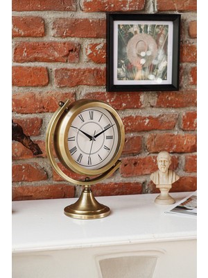 Muyika Gold Metal Masa Saati – Sessiz Mekanizma, Roma Rakamlı Dekoratif Vintage Tasarım-Mezza Gold Roma