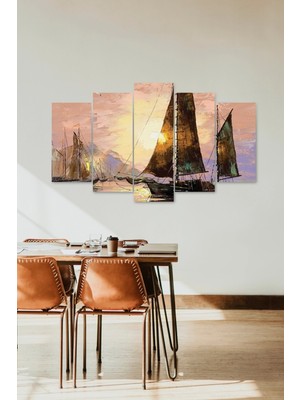 TeknoKapsül Deniz Manzarası 5 Parçalı Mdf Tablo 60 x 100