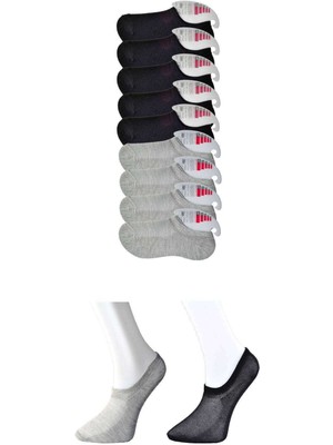 Zenvia Siyah ve Gri Kadın Görünmez Çorap 9 Çift (ZNV-556)
