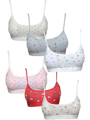 Zenvia Pedli Ip Askılı Yarım Atlet Desenli Büstiyer 6 Lı Set 1 (ZNV-556)