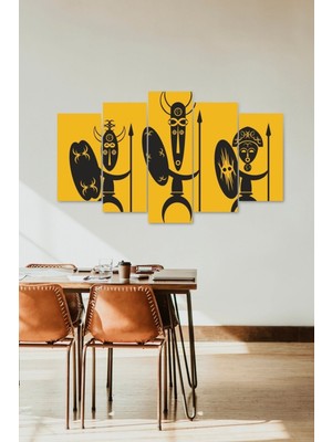TeknoKapsül 3 Savaşçı Manzarası 5 Parçalı Mdf Tablo 60 x 100