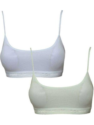 Zenvia Pedli Ip Askılı Beyaz ve Krem Büstiyer 2 Adet (ZNV-556)