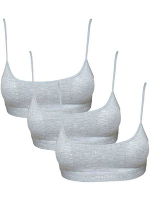 Zenvia Pedli Ip Askılı Gri Büstiyer 3 Adet (ZNV-556)