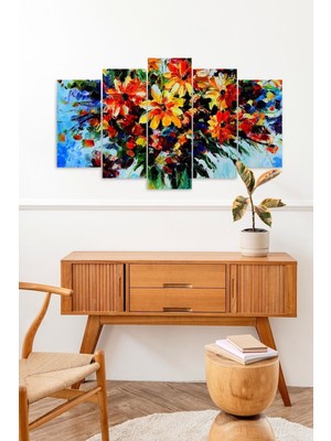 TeknoKapsül Çiçekler 5 Parçalı Mdf Tablo 60 x 100