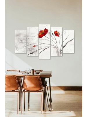 TeknoKapsül Çiçekler 5 Parçalı Mdf Tablo 60 x 100