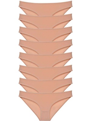 Zenvia 8 Adet Süper Eko Set Likralı Kadın Slip Külot Ten (ZNV-556)