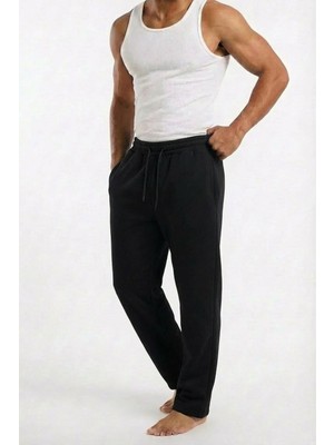 Relactive Erkek Siyah 3 Iplik Kışlık Eşofman Altı – Kalın Kumaş, Rahat Kesim Tek Alt C7T1N81