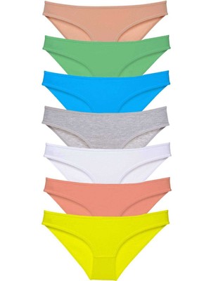 Zenvia 7 Adet Süper Eko Set Likralı Kadın Slip Külot Çok Renkli (ZNV-556)