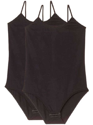 Zenvia 2 Adet Battal Beden Ip Askılı Kadın Çıtçıtlı Body Siyah (ZNV-556)