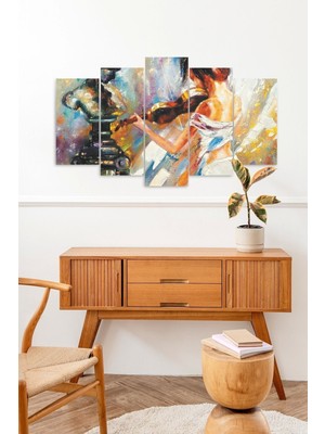 TeknoKapsül Kadın Keman 5 Parçalı Mdf Tablo 60 x 100