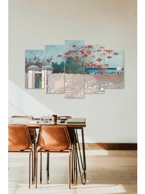 TeknoKapsül Çiçekler 5 Parçalı Mdf Tablo 60 x 100