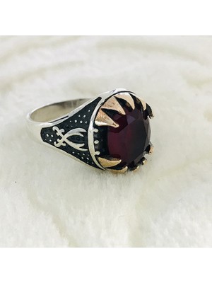 Canka Ruby (Yakut) Taşlı  925 Ayar Gümüş Erkek Yüzük