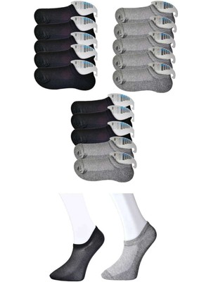 Zenvia Siyah ve Gri Erkek Görünmez Çorap 15 Çift (ZNV-556)