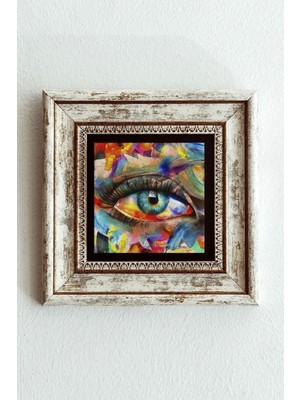 TeknoKapsül Göz Çerçeveli Taş Tablo , Çerçeveli Taş Duvar DEKORU-ENKCRCVTBL-00187 20 cm