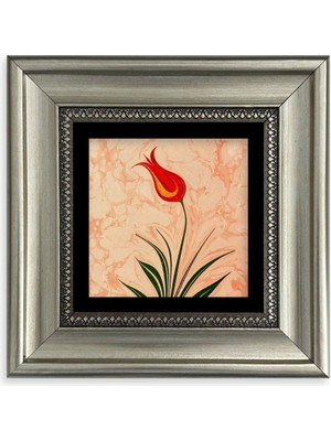 TeknoKapsül Ebru Lale Çerçeveli Taş Tablo 20 cm