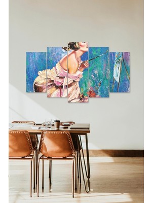 TeknoKapsül Ressam Kadın 5 Parçalı Mdf Tablo 60 x 100