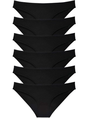 Zenvia 6 Adet Süper Eko Set Likralı Kadın Slip Külot Siyah (ZNV-556)