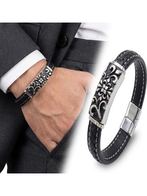 Karpınar Çelik Takı Çelik ve Deri Bileklik