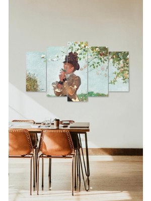 TeknoKapsül Kadın ve Çiçekler 5 Parçalı Mdf Tablo 60 x 100