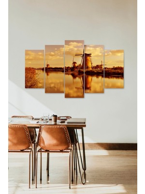 TeknoKapsül Deniz ve Rüzgar Gülü 5 Parçalı Mdf Tablo 60 x 100