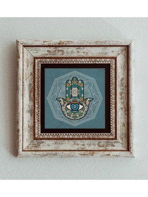 TeknoKapsül Fatma Ana Eli Çerçeveli Taş Tablo , Çerçeveli Taş Duvar Dekoru 20 cm